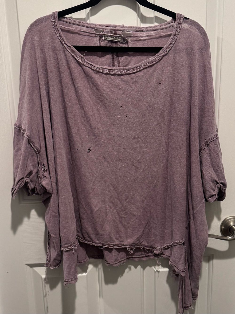 We The Free Distressed Lavender Short Sleeve Tee
